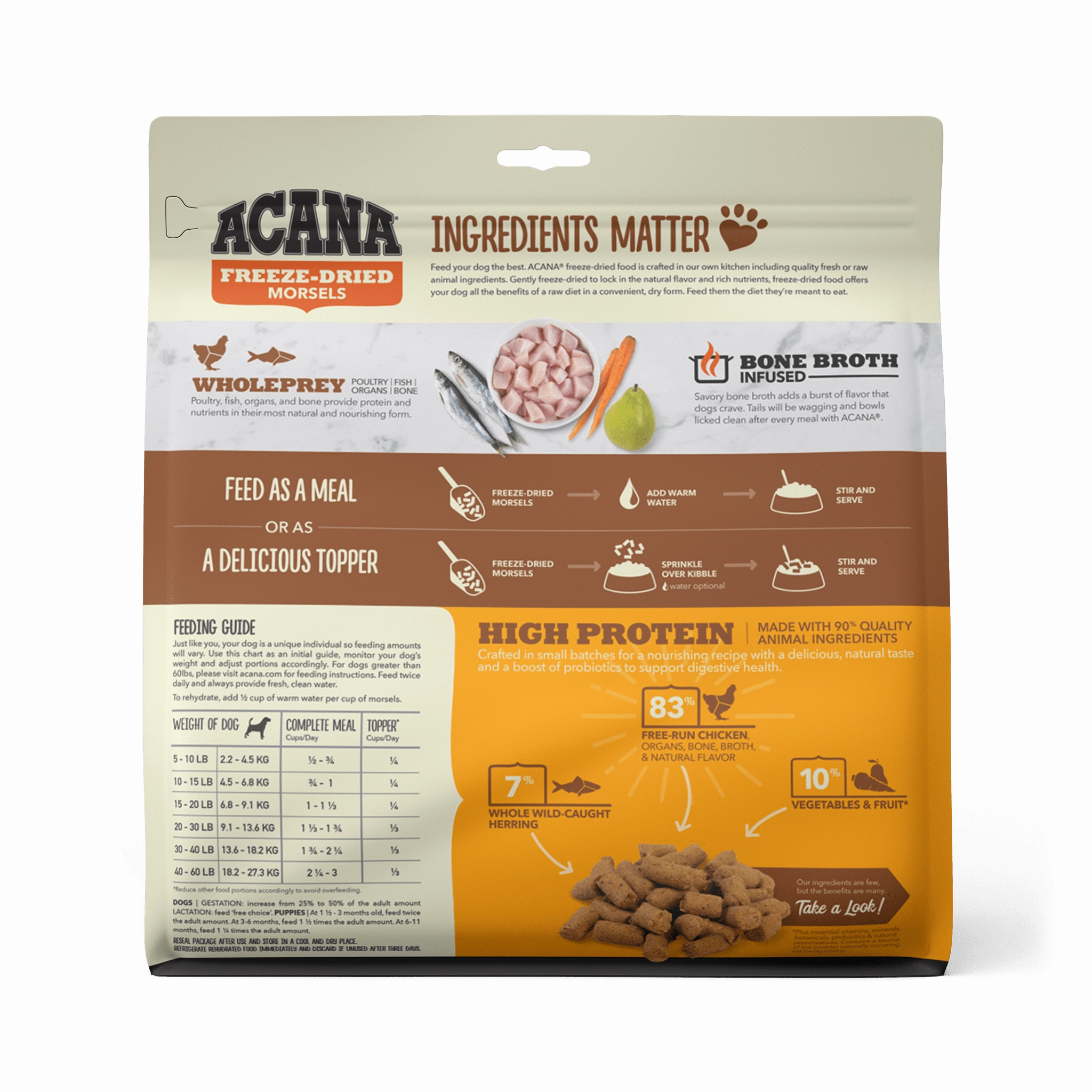 Acana Freeze-Dried Food Free-Run Chicken Recipe Morsels for Dogs