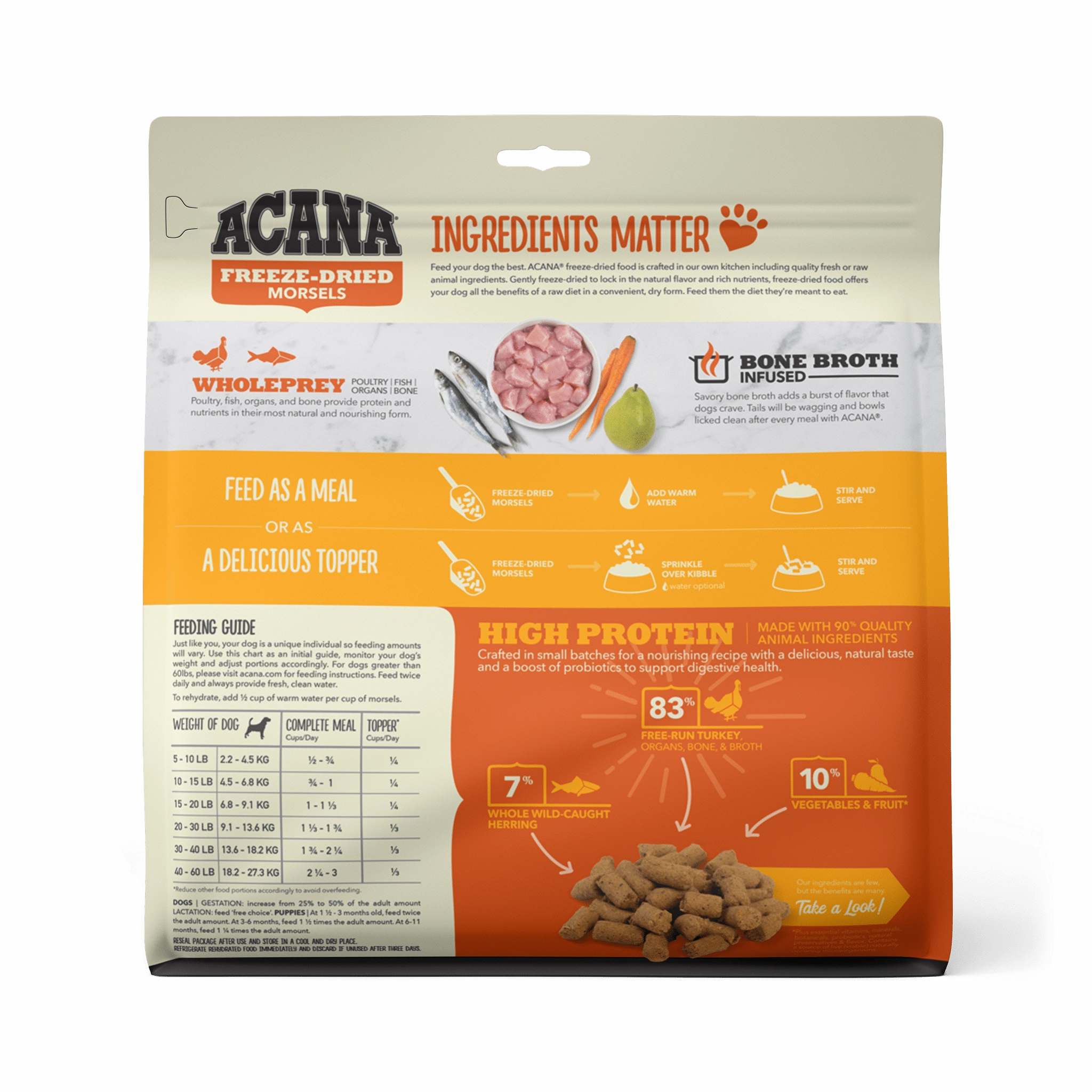 Acana Freeze-Dried Food Free-Run Turkey Recipe Morsels for Dogs