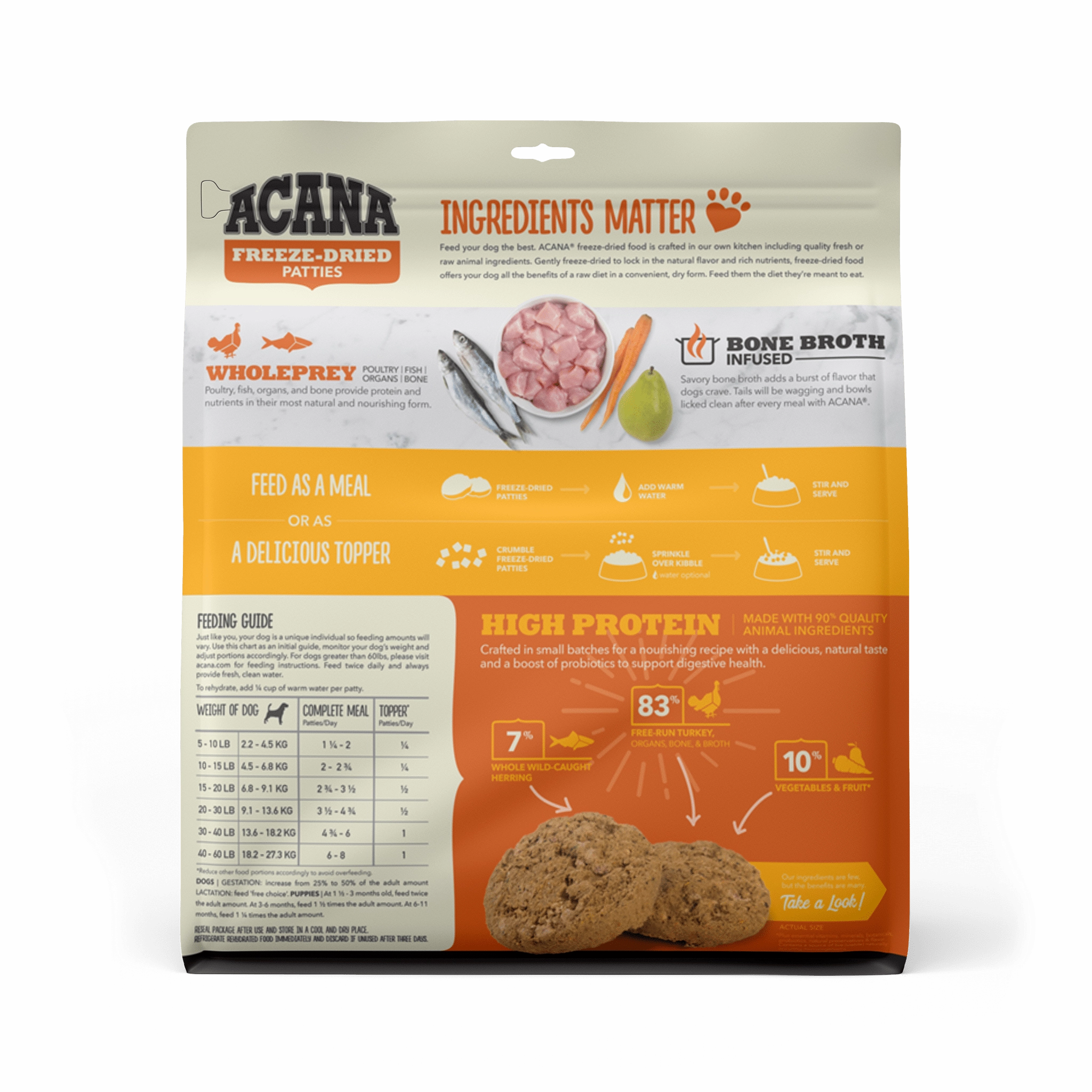 Acana Freeze-Dried Food Free-Run Turkey Recipe Patties for Dogs