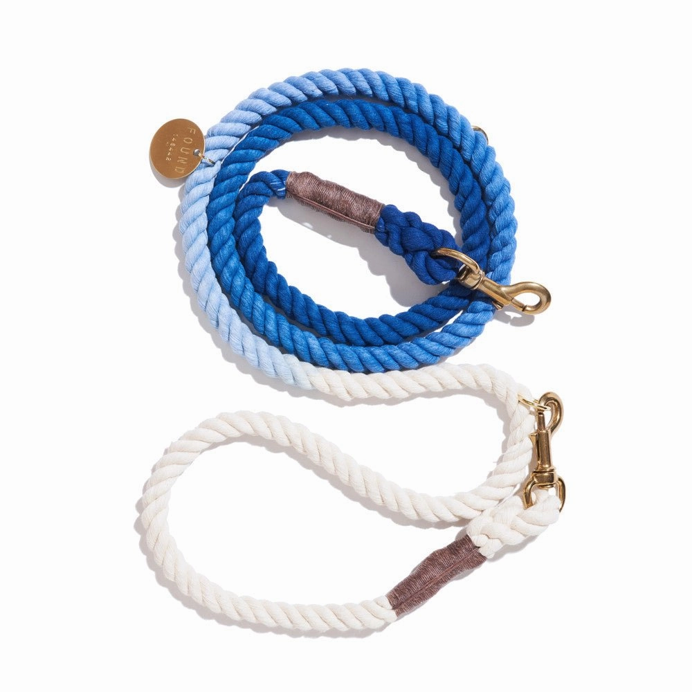 Adjustable Bolt Snaps Rope Dog Leash Cobalt Ombre
