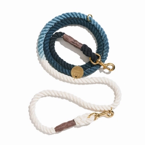 Adjustable Bolt Snaps Rope Dog Leash Marine Green Ombre