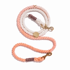 Adjustable Bolt Snaps Rope Dog Leash Peach Ombre
