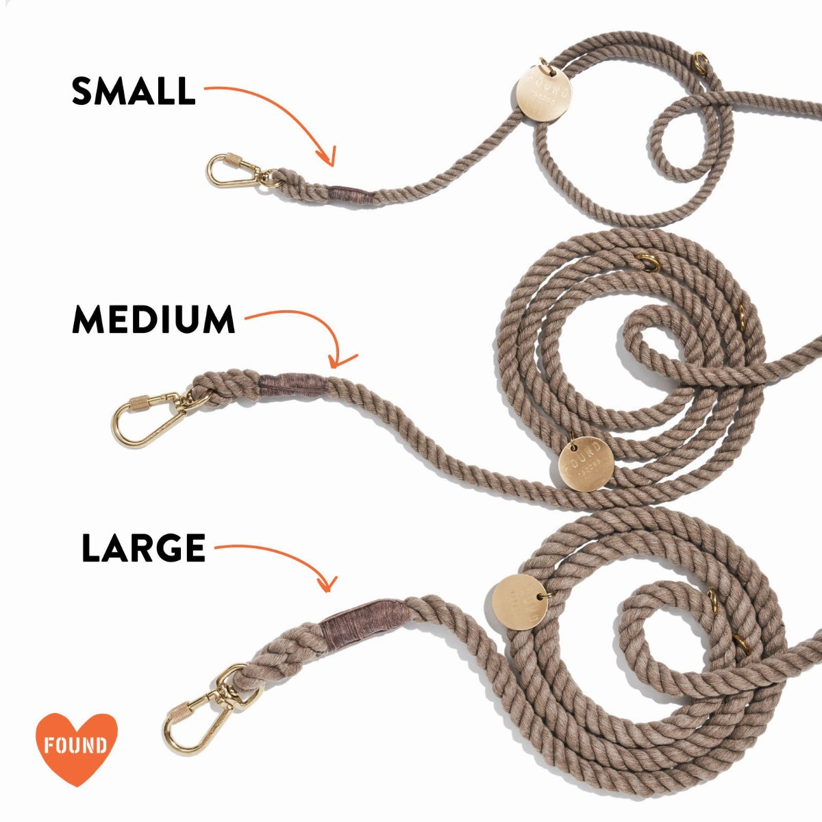 Adjustable Cotton Rope Dog Leash Dark Tan