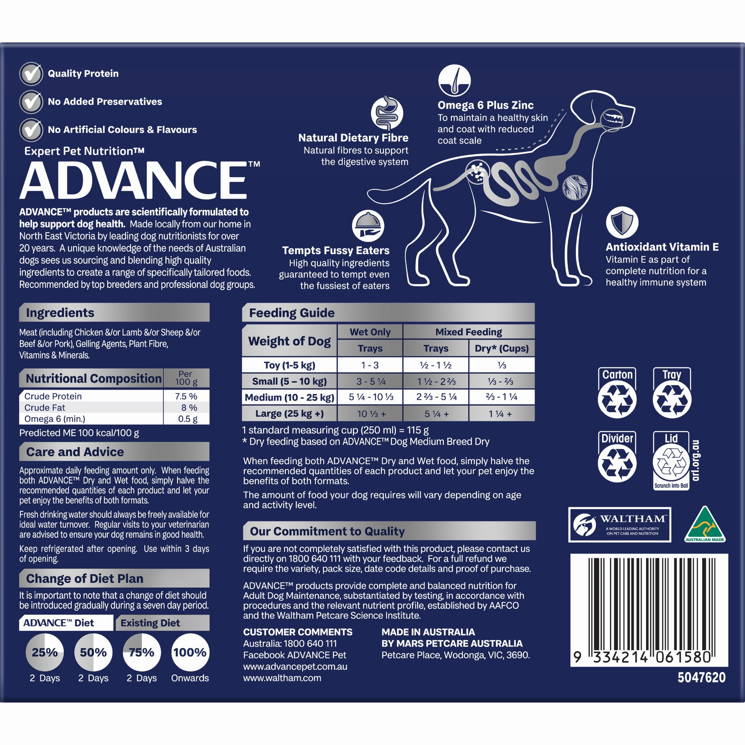 ADVANCE - Adult All Breed with Lamb Dog Wet Food (100g x 12pk)
