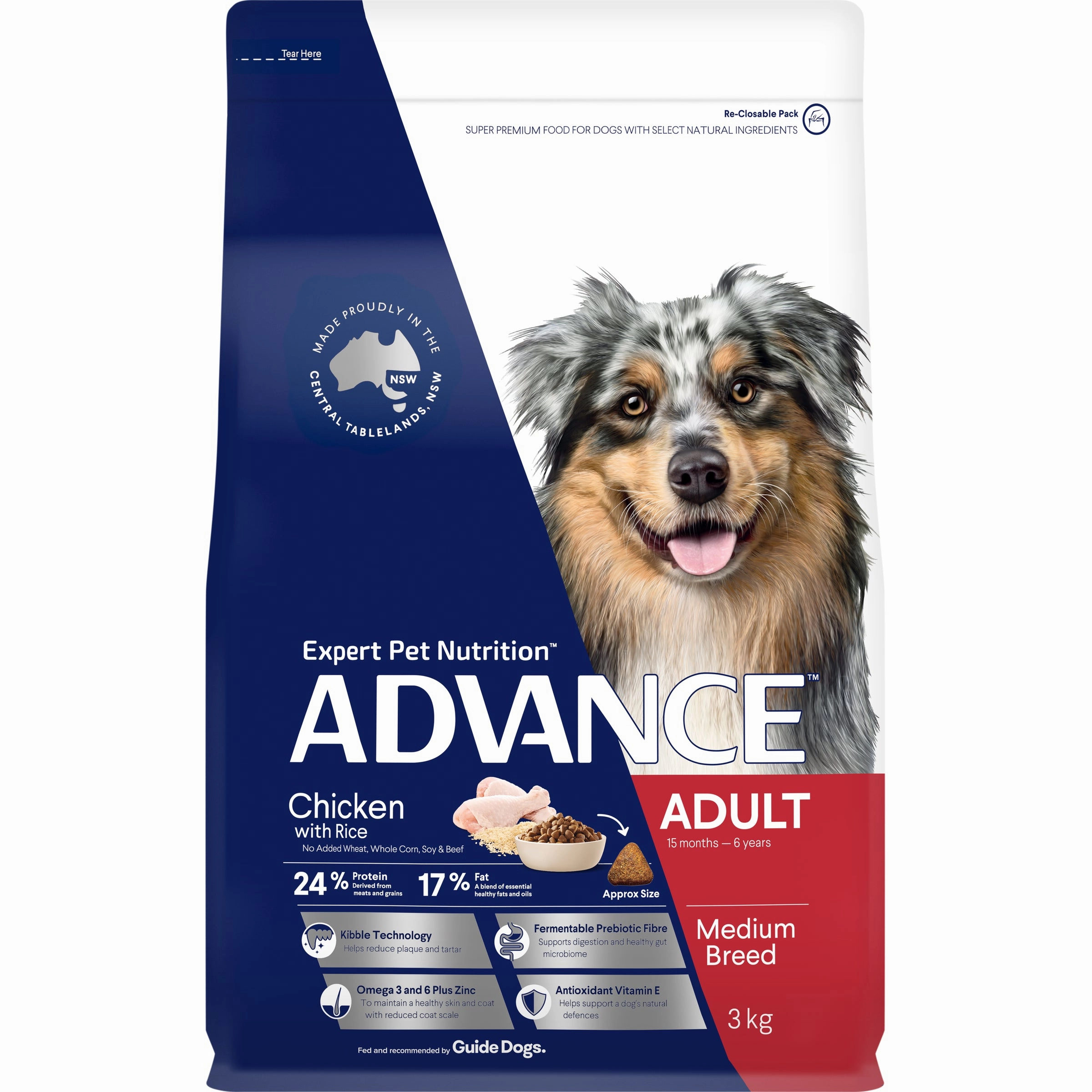 ADVANCE - Adult Medium Breed Chicken with Rice Dog Dry Food (3kg)