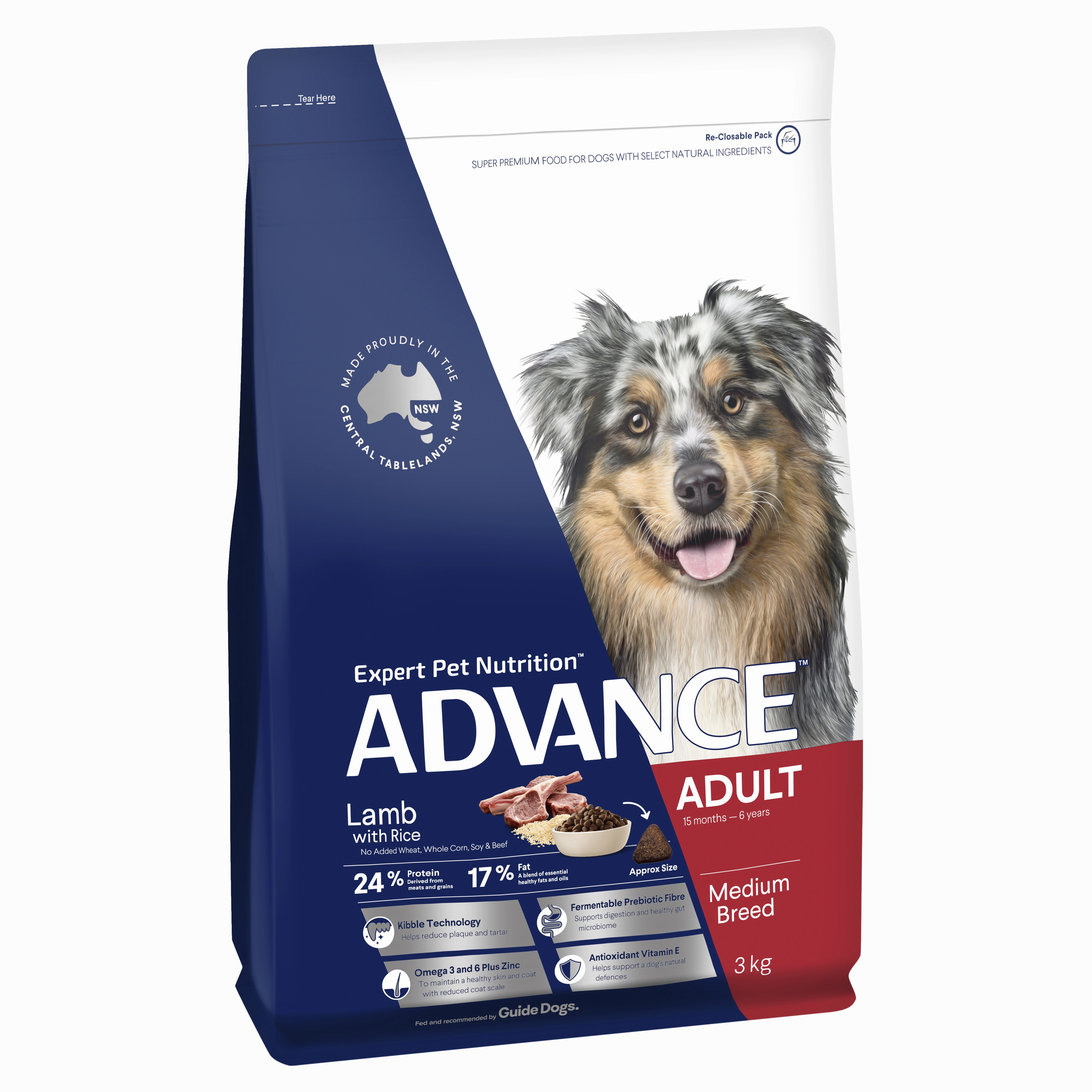 ADVANCE - Adult Medium Breed Lamb with Rice Dog Dry Food (3kg)