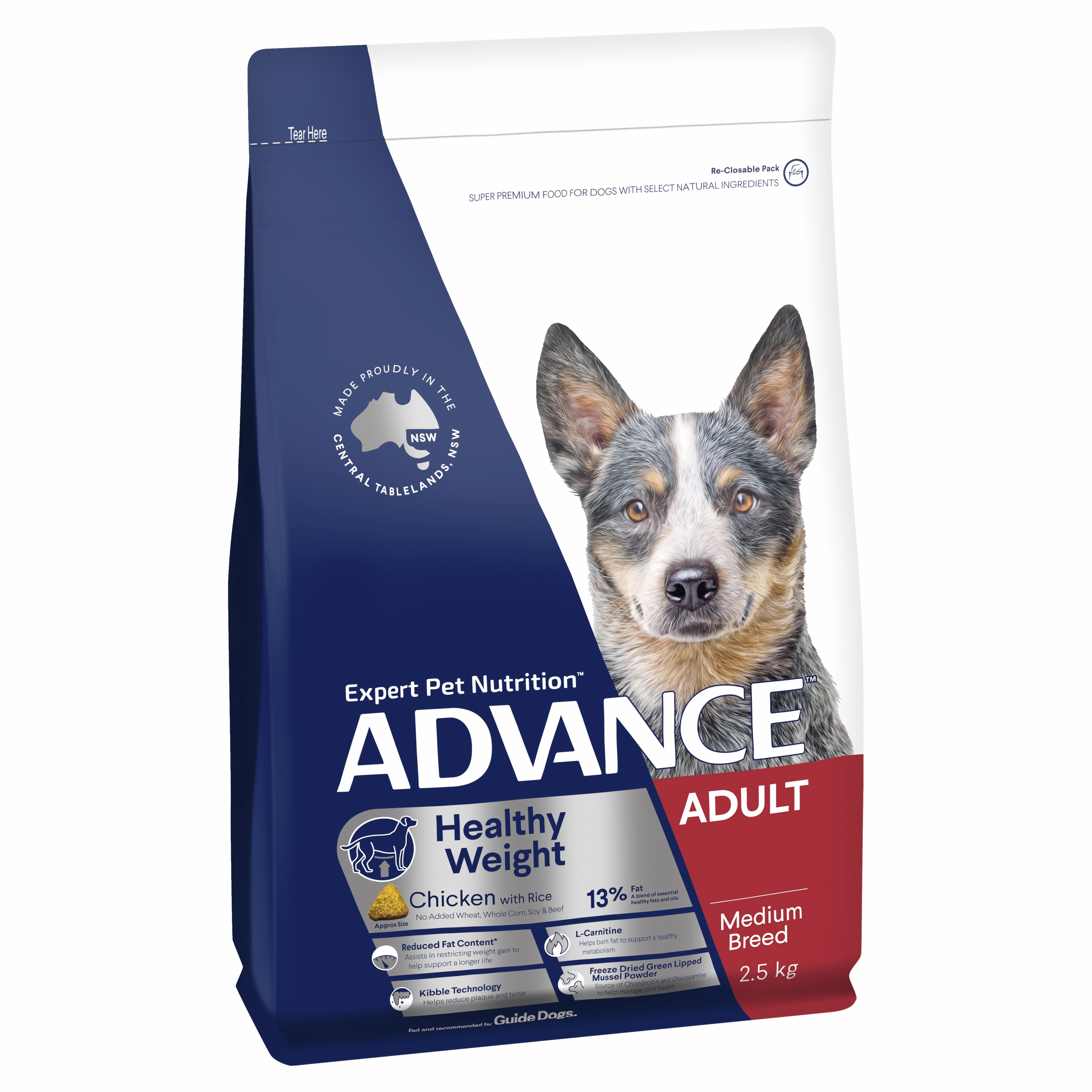 ADVANCE - Healthy Weight Adult Medium Breed Chicken with Rice Dog Dry Food (2.5kg)