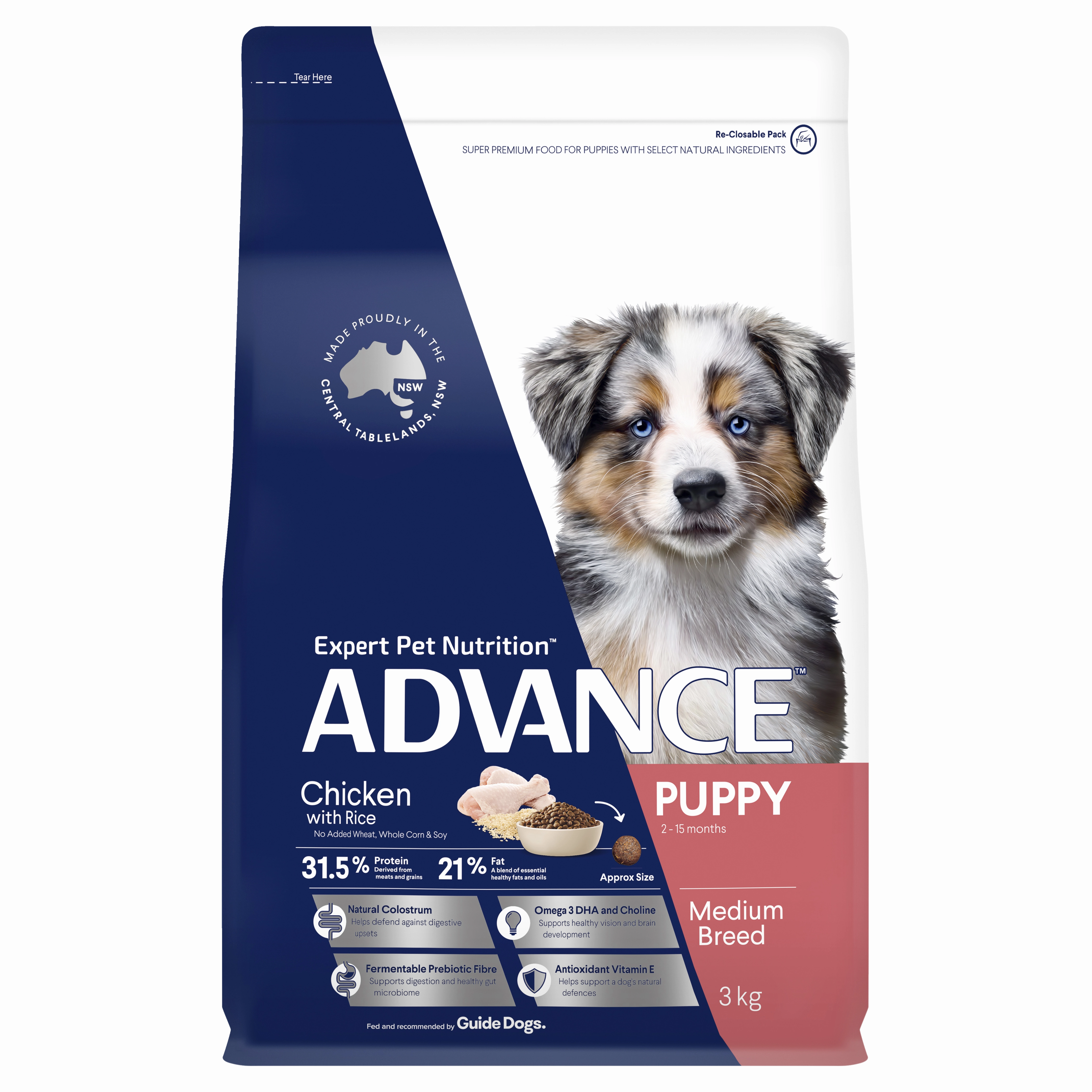 ADVANCE - Puppy Medium Breed Chicken with Rice Dog Dry Food (3kg)