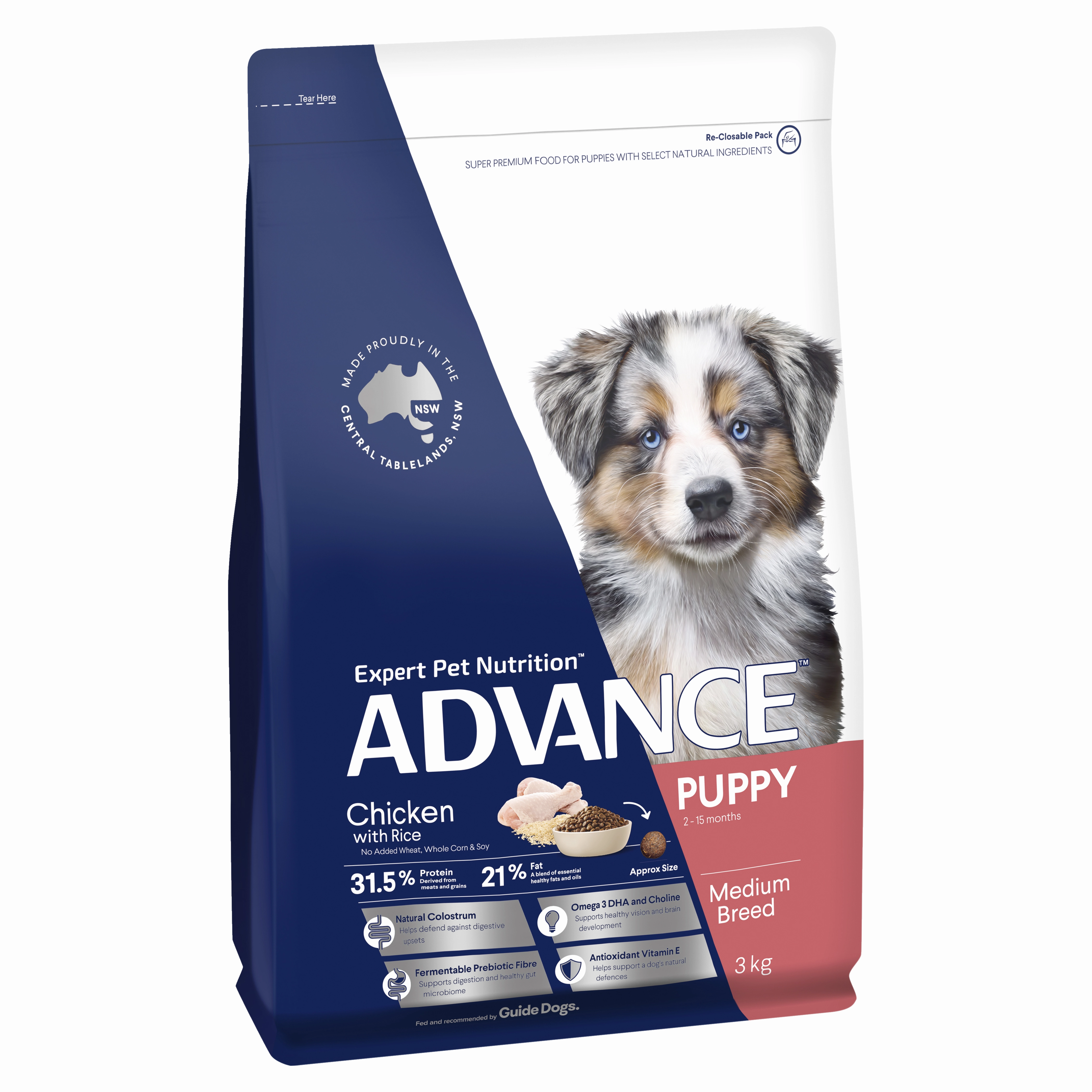 ADVANCE - Puppy Medium Breed Chicken with Rice Dog Dry Food (3kg)