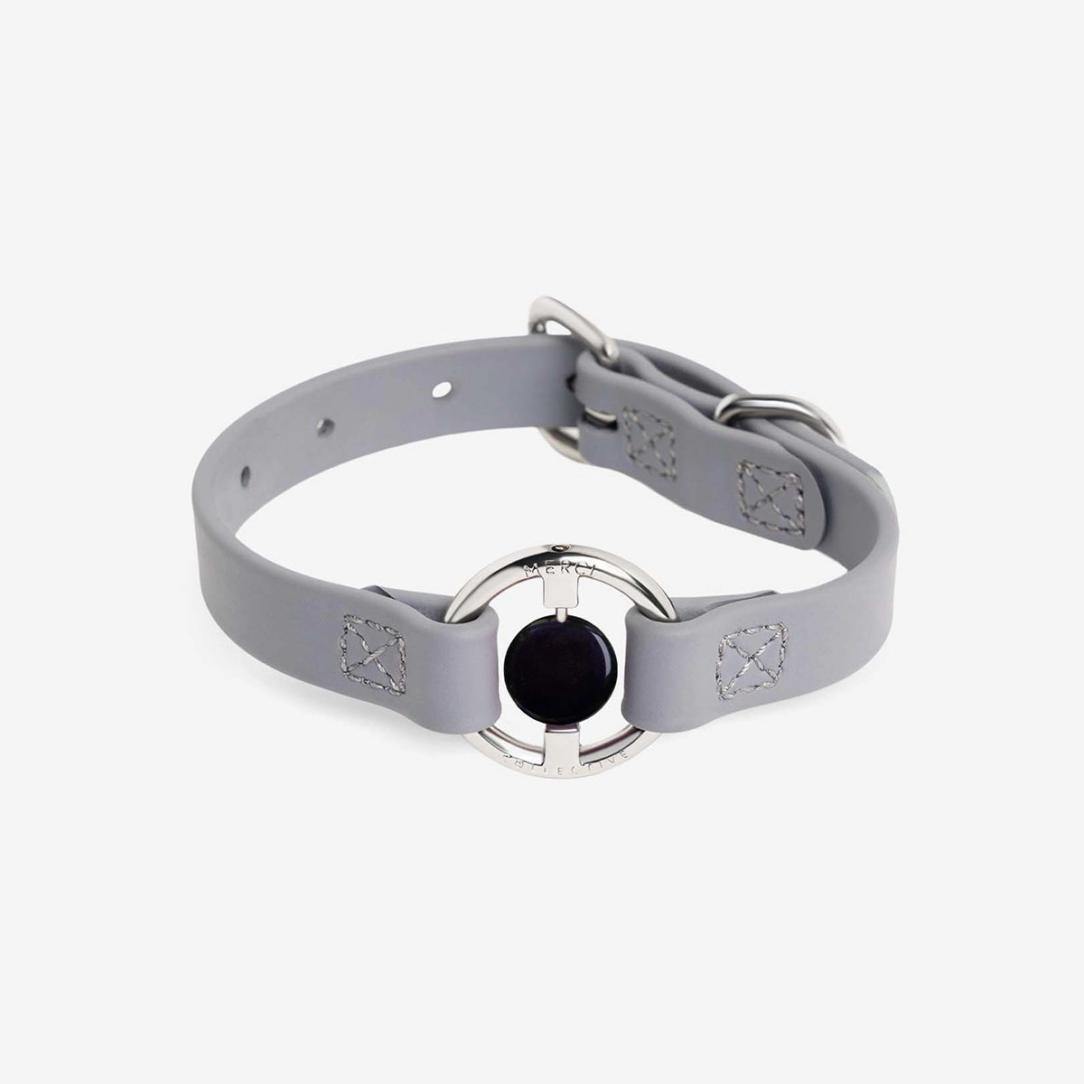 All Eyes On Me Dog Collar Sea Lavender/Black Obsidian