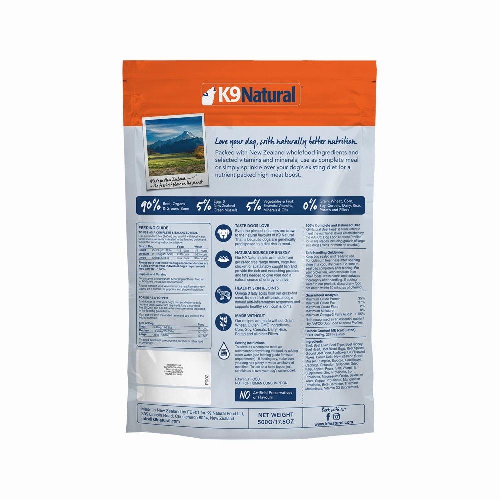 All Life Stages Freeze Dried Beef Feast Complete Dog Dry Food