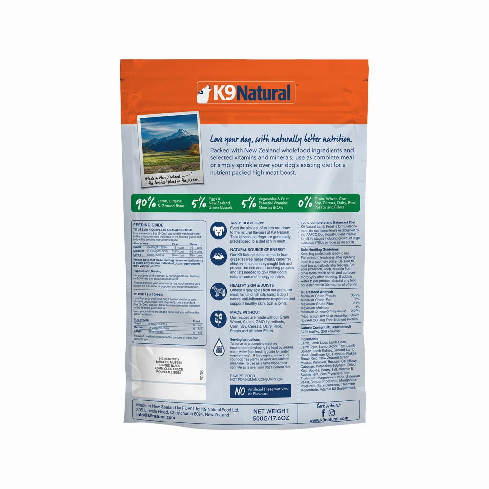 All Life Stages Freeze Dried Lamb Feast Complete Dog Dry Food