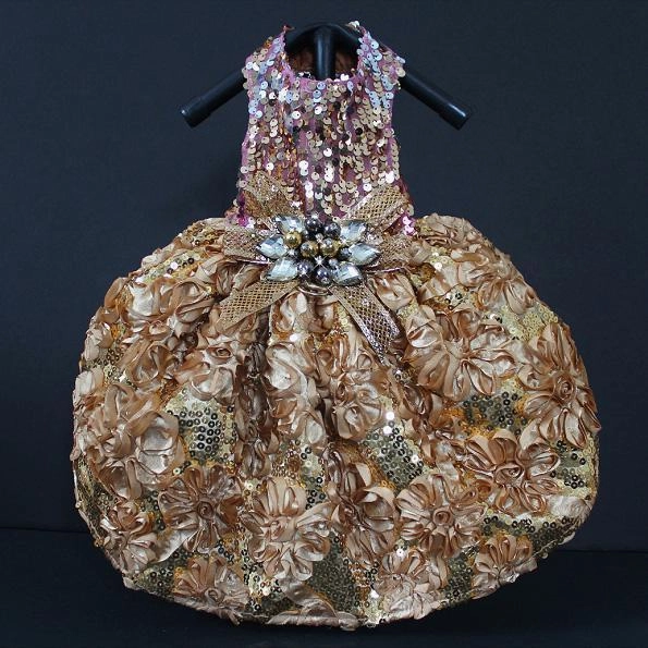 All That Glitters Pink And Gold Sequin Holiday Dog Dress
