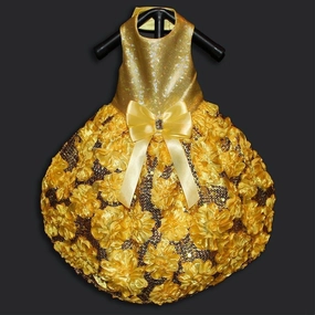 All That Glitters Yellow Sequin Holiday Dog Dress