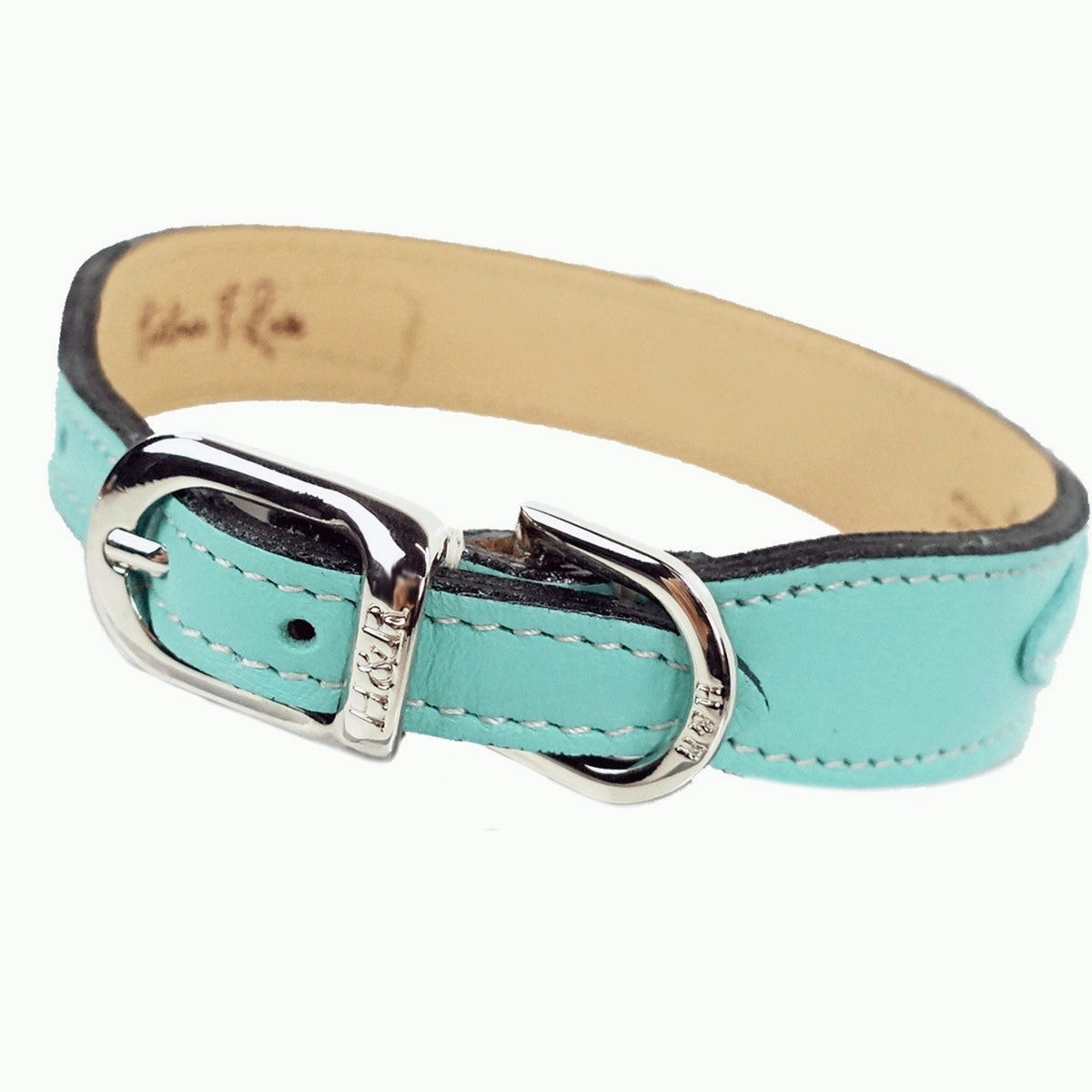 Art Deco Collection Dog Collar Turquoise/Nickel