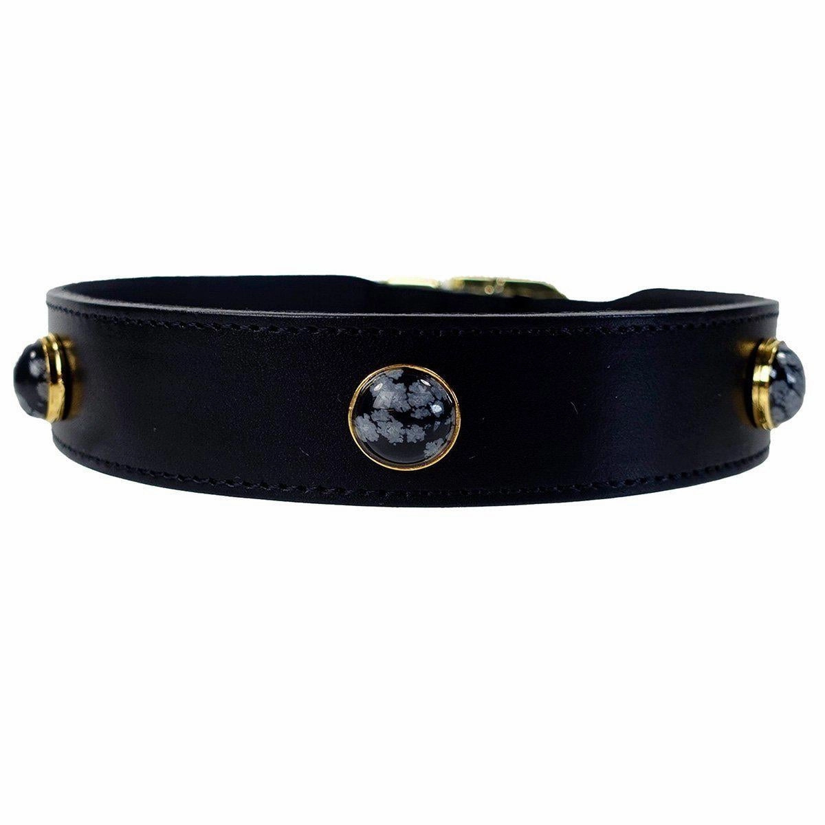 Au Naturale Collection Dog Collar Black/Snowflake Obsidian