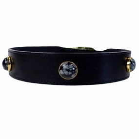 Au Naturale Collection Dog Collar Black/Snowflake Obsidian
