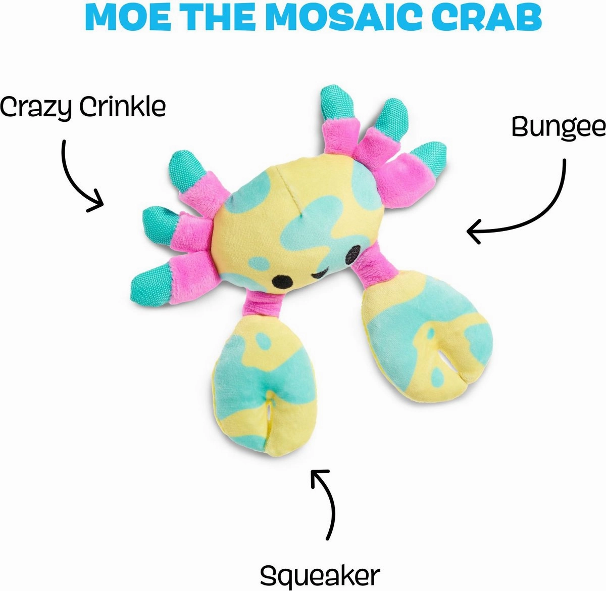 BARK Moe The Mosaic Crab Plush Dog Toy