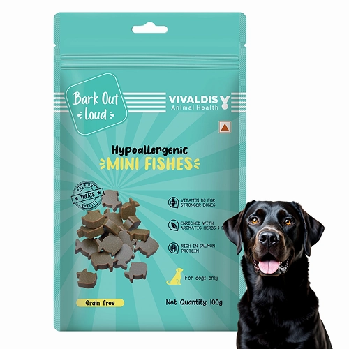 Bark Out Loud by Vivaldis Mini Fishes Grain Free & Hypoallergenic Dog Treats