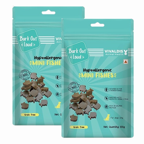 Bark Out Loud by Vivaldis Mini Fishes Grain Free & Hypoallergenic Dog Treats