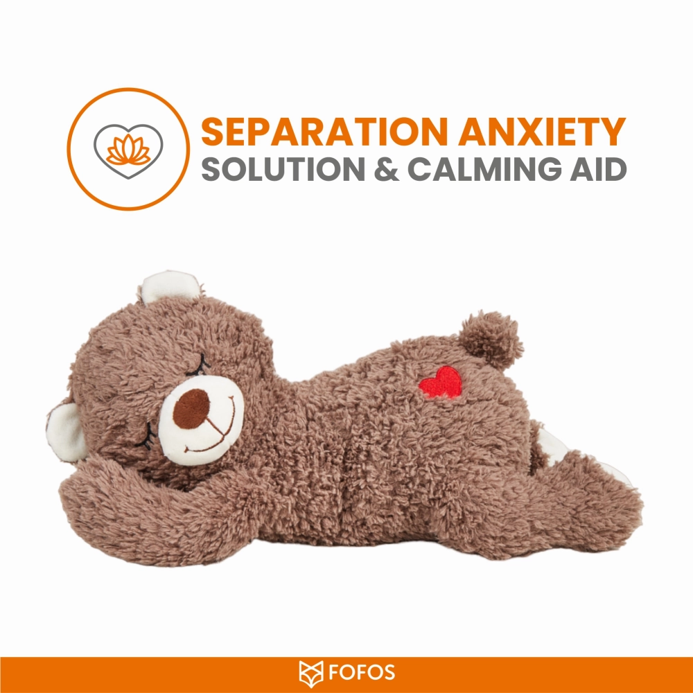 Barkbutler x Fofos Cuddle Bear Heart Beat Toy for Dogs | For Medium Chewers (Brown)