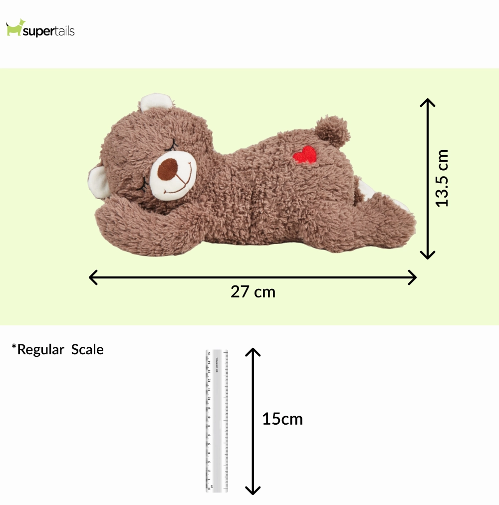 Barkbutler x Fofos Cuddle Bear Heart Beat Toy for Dogs | For Medium Chewers (Brown)