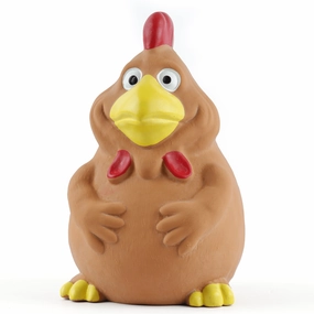 Barkbutler x Fofos Latex Bi Rooster Squeaky Toy for Dogs (Brown)