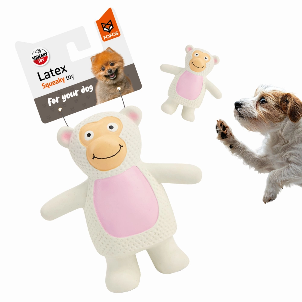 Barkbutler x Fofos Latex Monkey Squeaky Toy for Dogs (Grey)