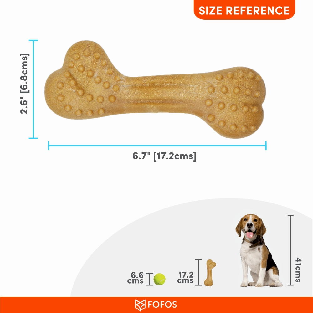 Barkbutler x Fofos Woodplay Brush Bone Toy for Dogs | For Aggressive Chewers (Brown)