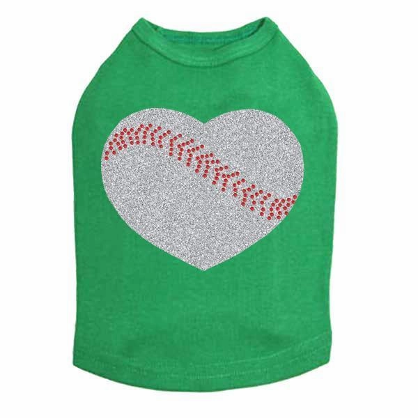 Baseball Heart Rhinestone Dog Tank