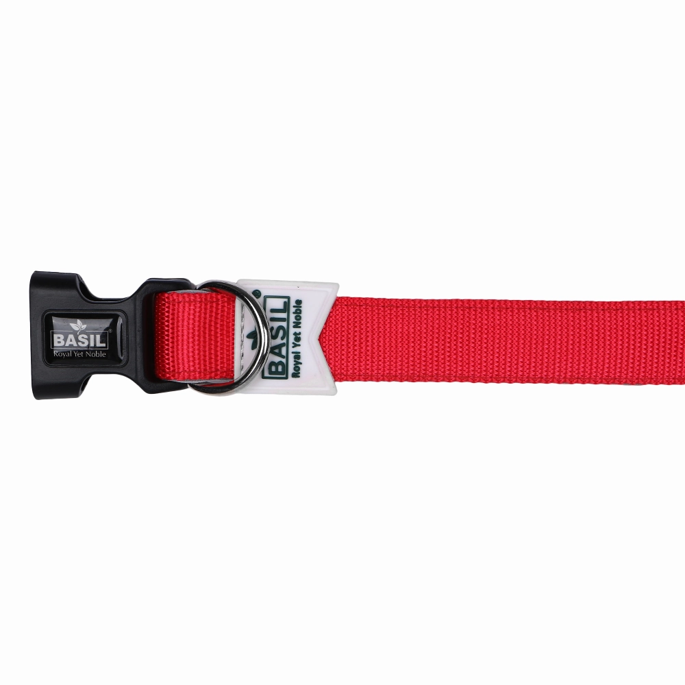 Basil Nylon Padded Collar for Dogs (Red)