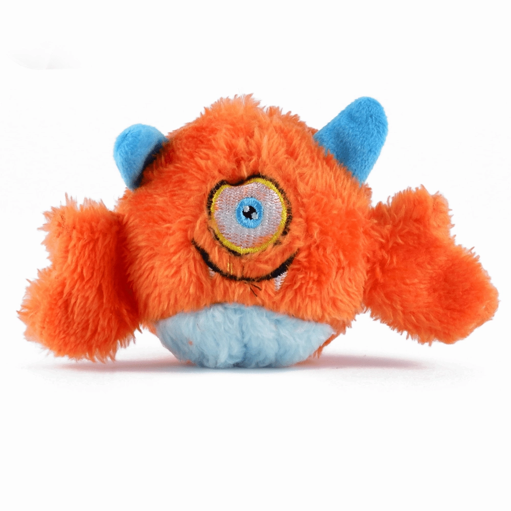 Basil Plush Monster Ball with Squeaker & Drools Rubber Hole Ball Teething Toy Dog Combo