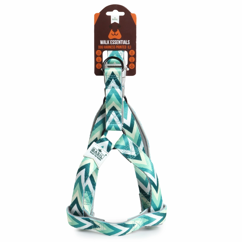 Basil Printed Adjustable Harness for Dogs (Green)