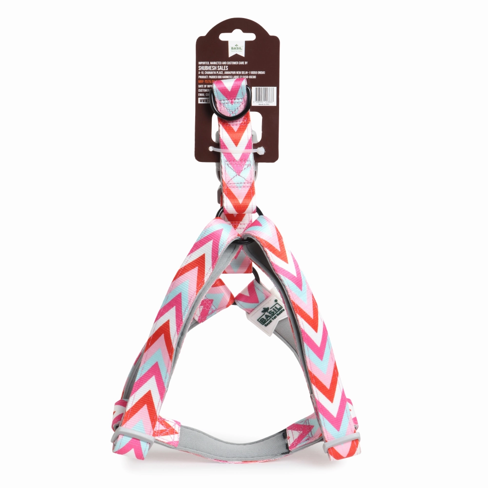 Basil Printed Adjustable Harness for Dogs (Pink)