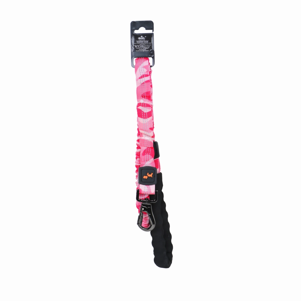 Basil Shock Absorbing Stretch Leash for Dogs (Pink)