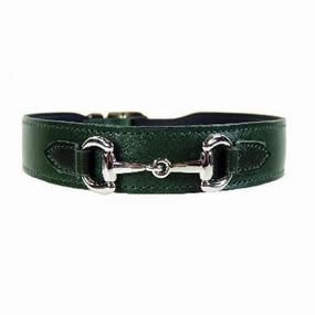 Belmont Collection Dog Collar Ivy Green/Nickel