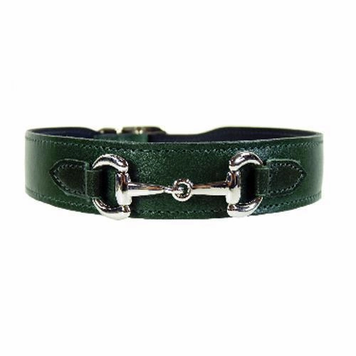Belmont Collection Dog Collar Ivy Green/Nickel