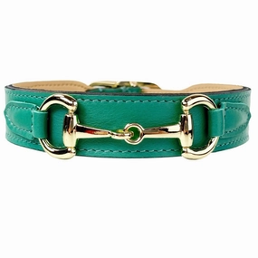 Belmont Collection Dog Collar Kelly Green/Gold