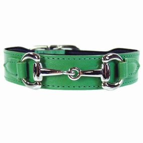 Belmont Collection Dog Collar Kelly Green/Nickel