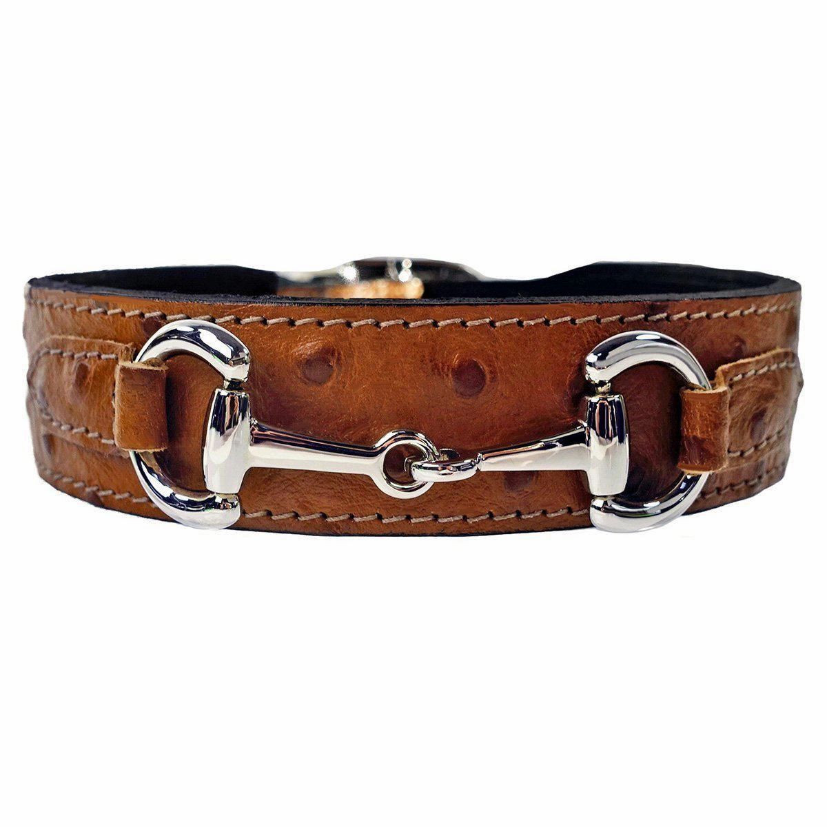 Belmont Collection Dog Collar Ostrich/Nickel
