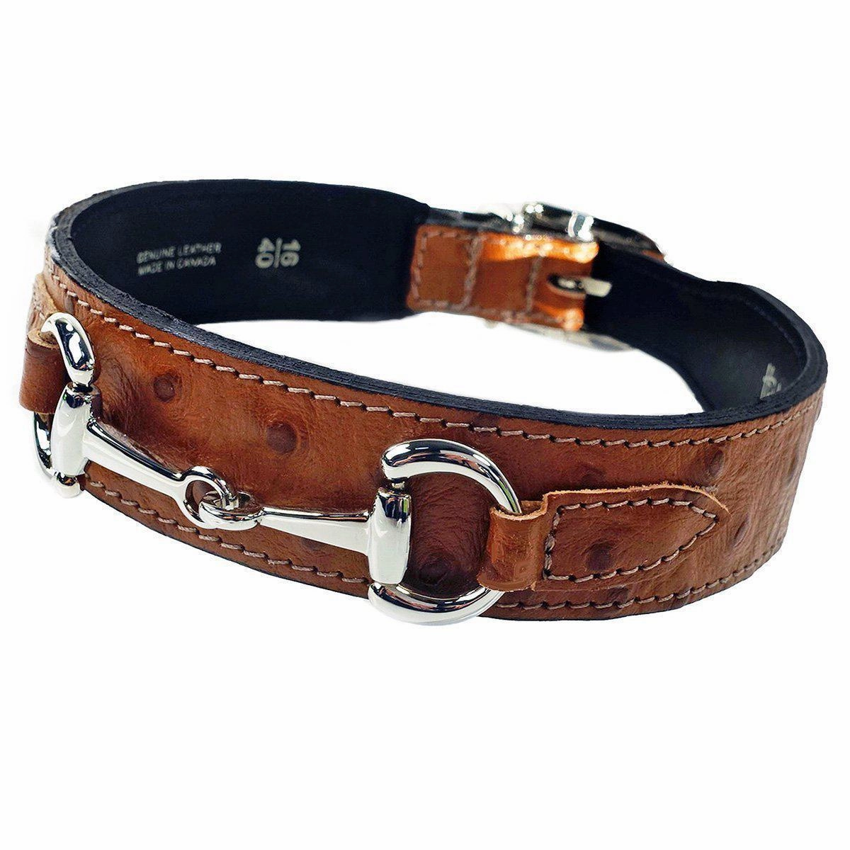 Belmont Collection Dog Collar Ostrich/Nickel