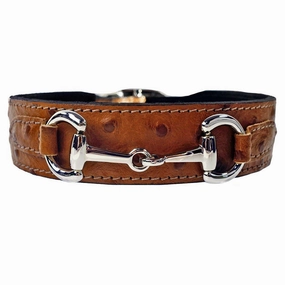Belmont Collection Dog Collar Ostrich/Nickel