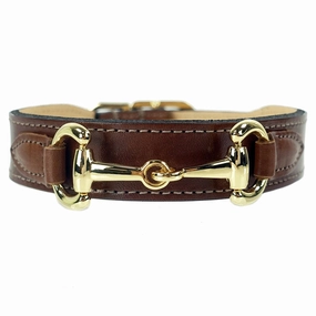 Belmont Collection Dog Collar Rich Brown/Gold