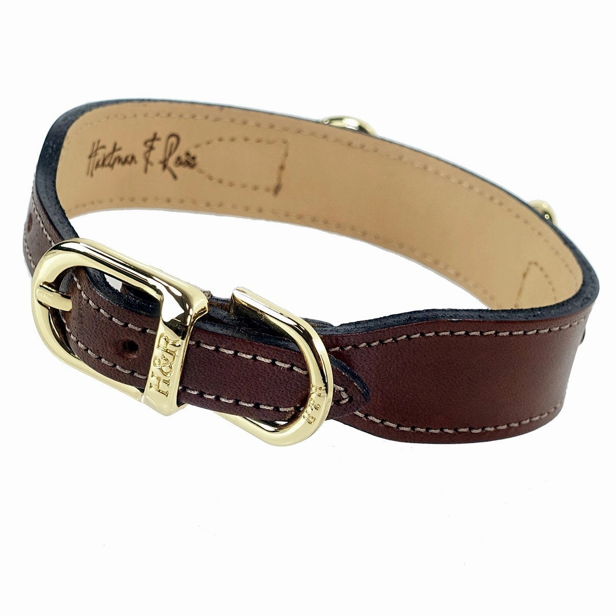 Belmont Collection Dog Collar Rich Brown/Gold