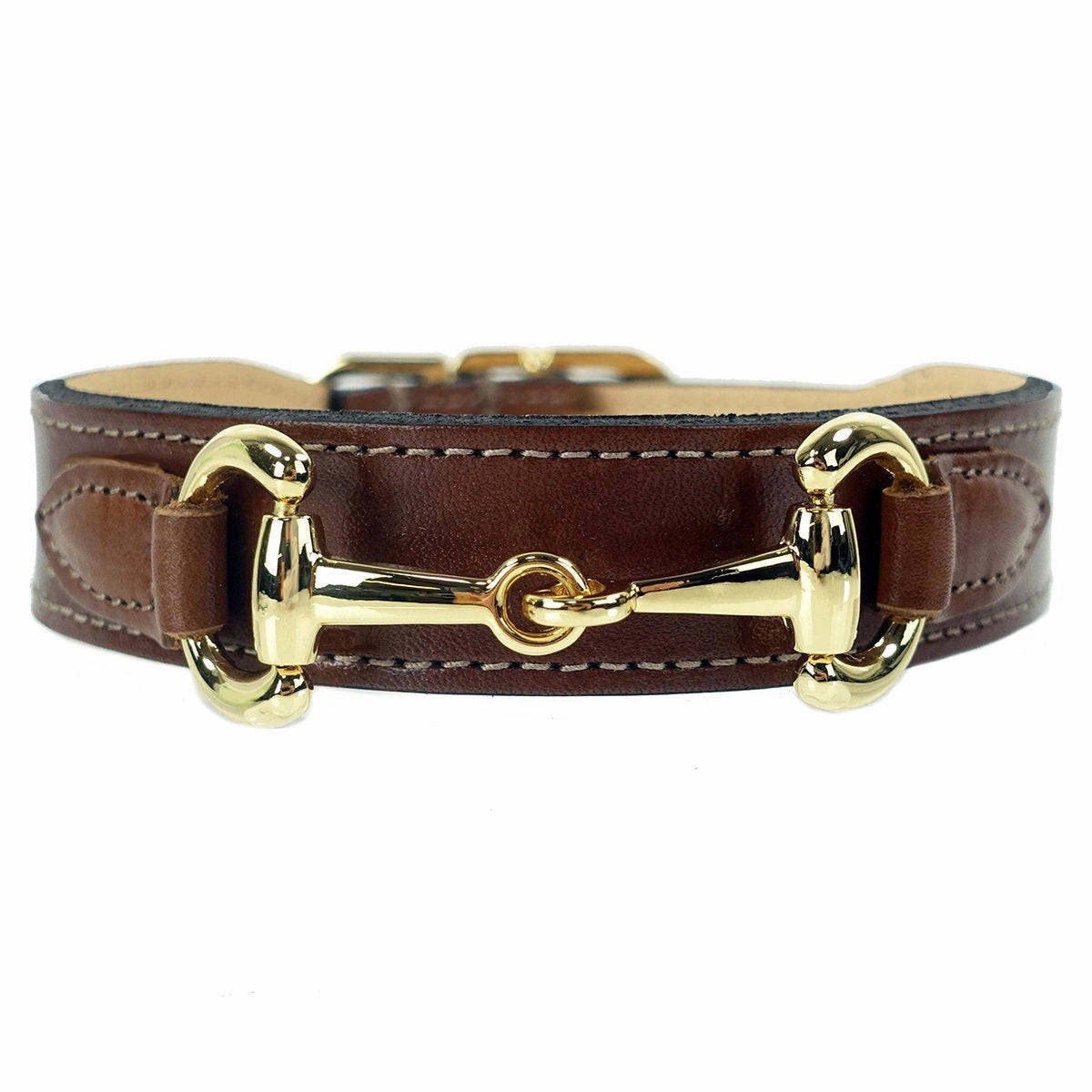 Belmont Collection Dog Collar Rich Brown/Gold