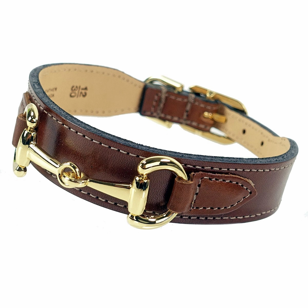 Belmont Collection Dog Collar Rich Brown/Gold
