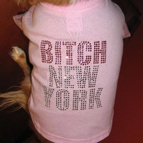 Bitch New York Rhinestone Dog Tank