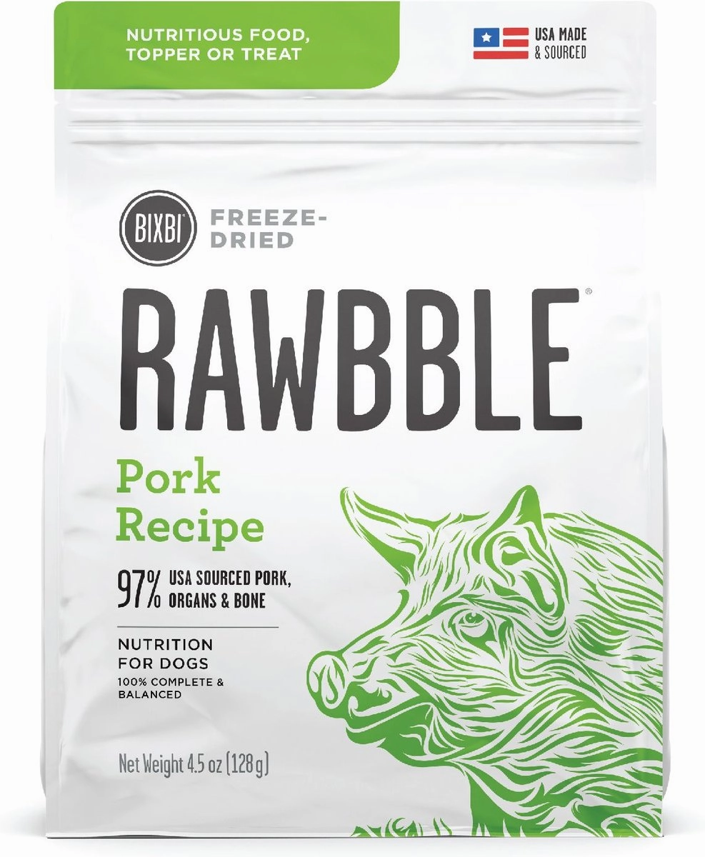 Bixbi Rawbble Freeze-Dried Pork Recipe Dog Food