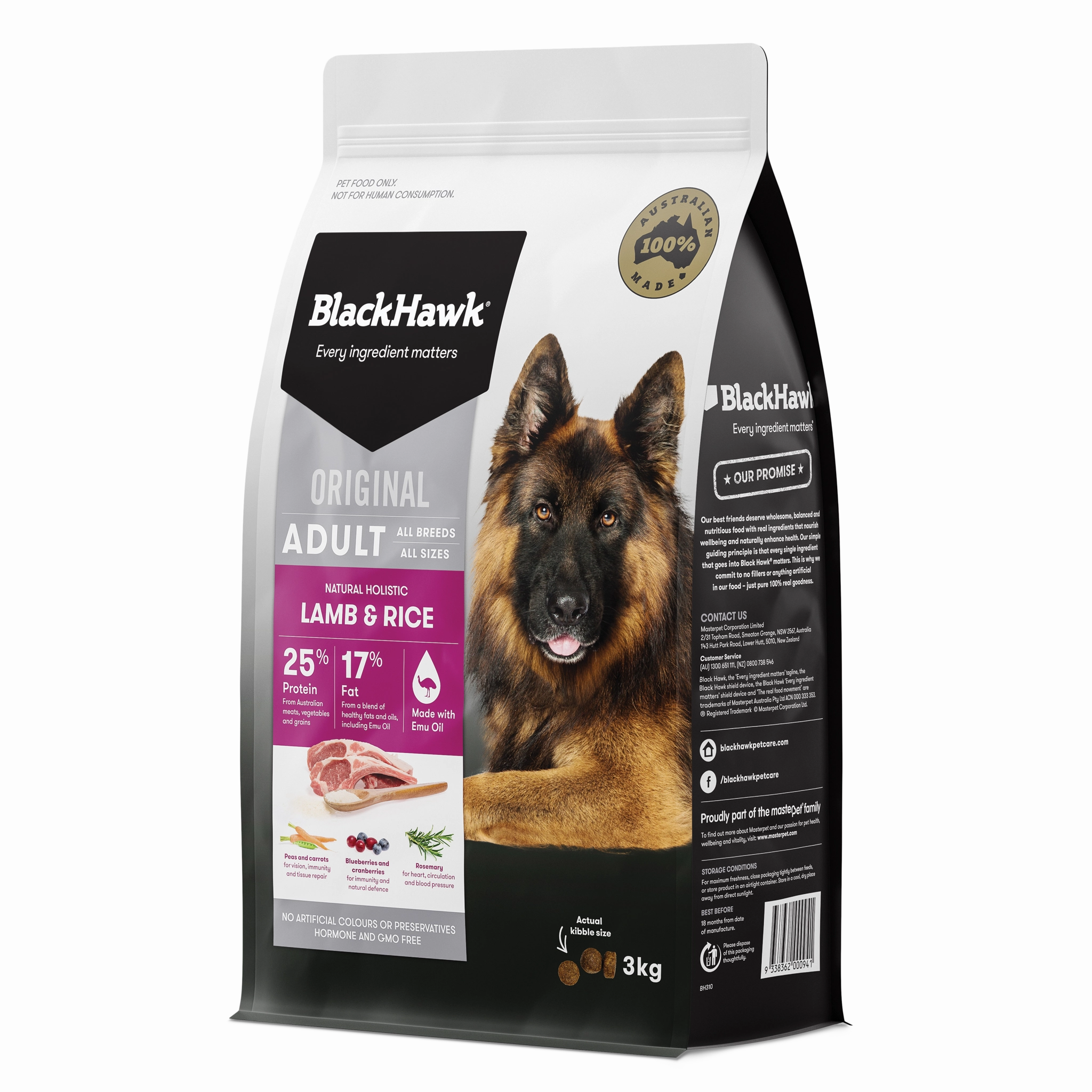 Black Hawk - Lamb & Rice Adult Dog Dry Food (3kg)