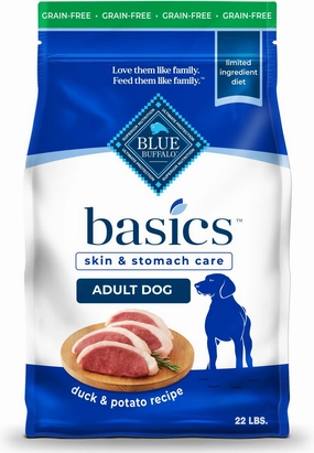Blue Buffalo Basics Skin & Stomach Care Grain-Free Formula Duck & Potato Recipe Adult Dry Dog Food